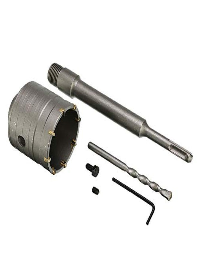 Digital Craft 100mm Concrete Cement Stone Wall Hole Saw 300mm Round Rod SDS Plus Shank Connecting Rod Concrete Cement Wall Shank Hole Saw Cutter Set + Drill Bit + Wrench - Image 1